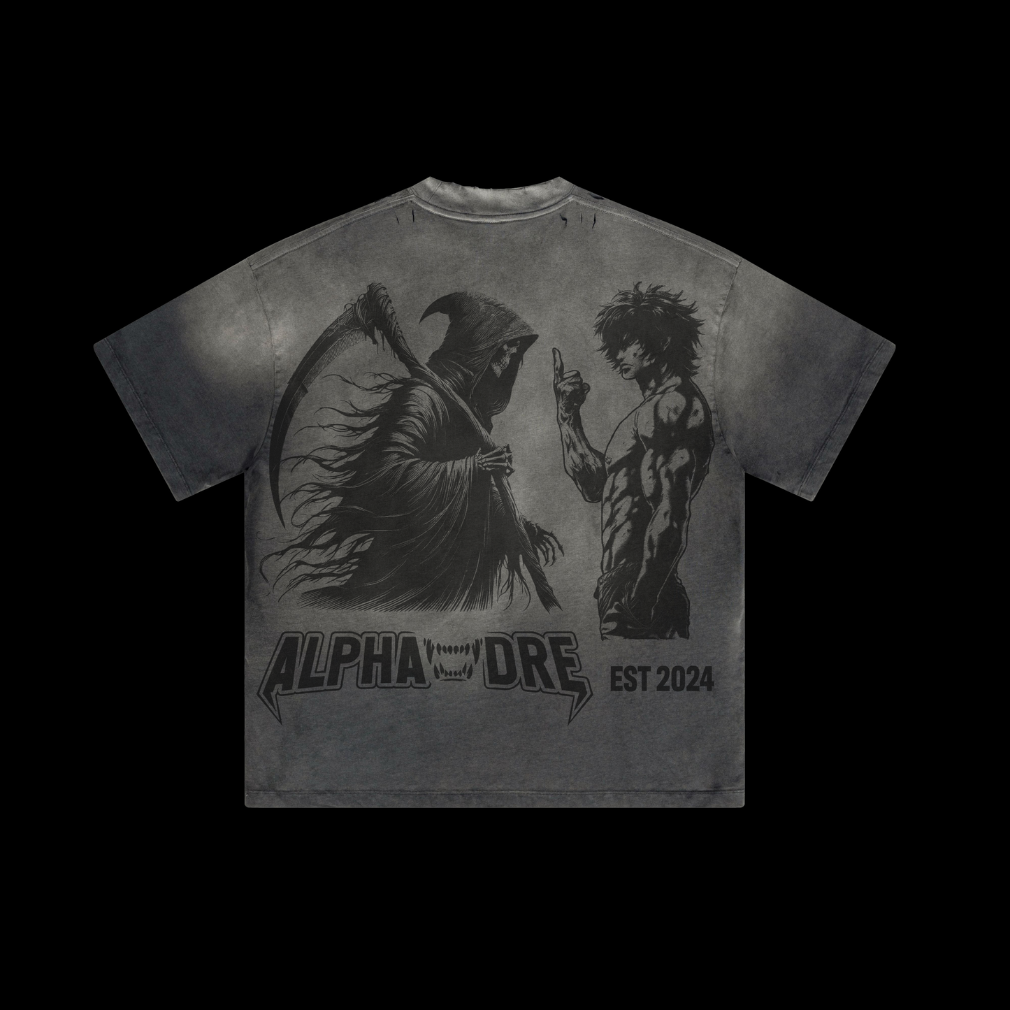 🎁 Alphadre Face Off Oversized Luxury T-Shirt Colour grey (100% off)