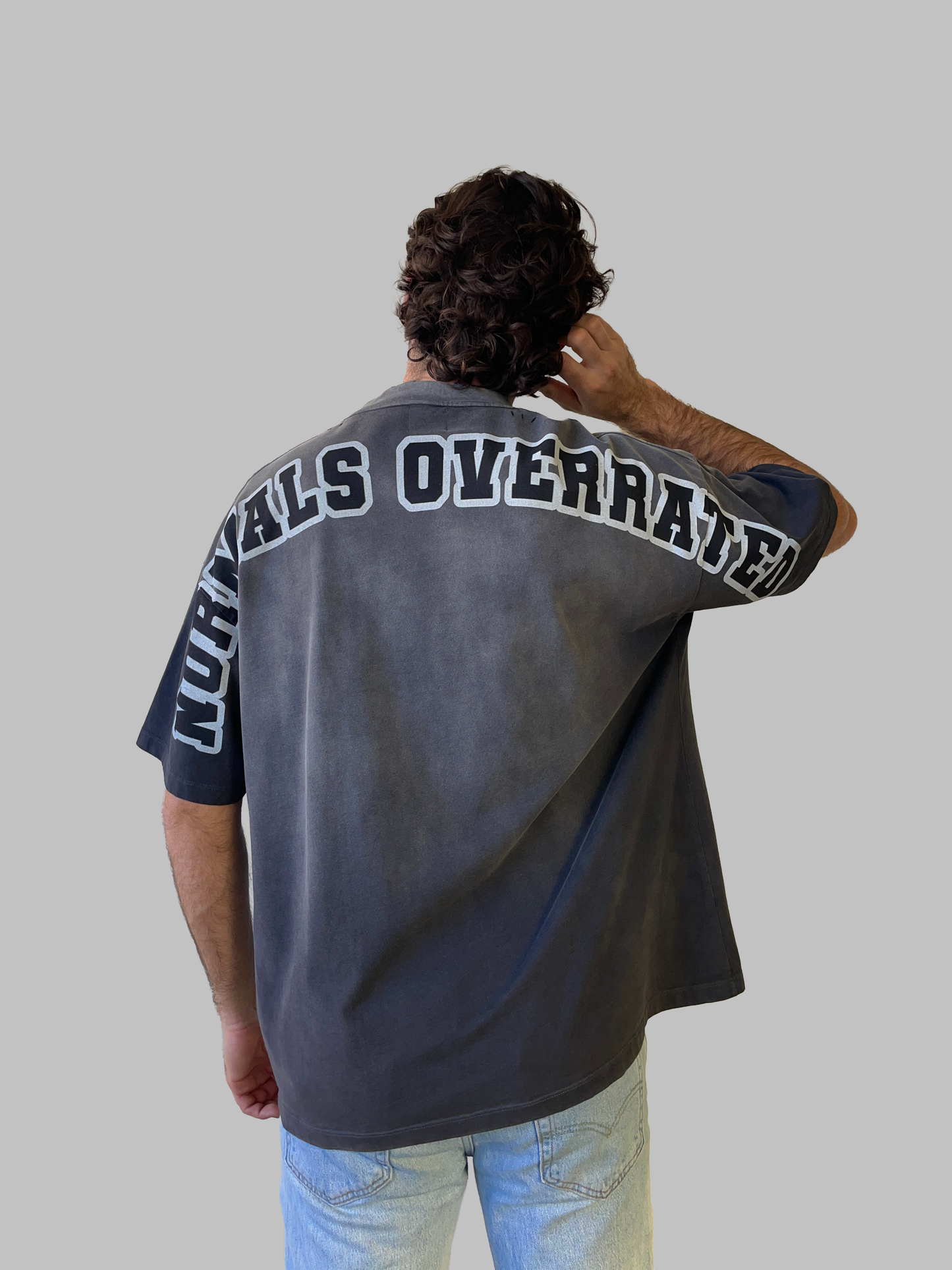 Alphadre Normals Overrated Oversized Luxury T-Shirt Colour grey