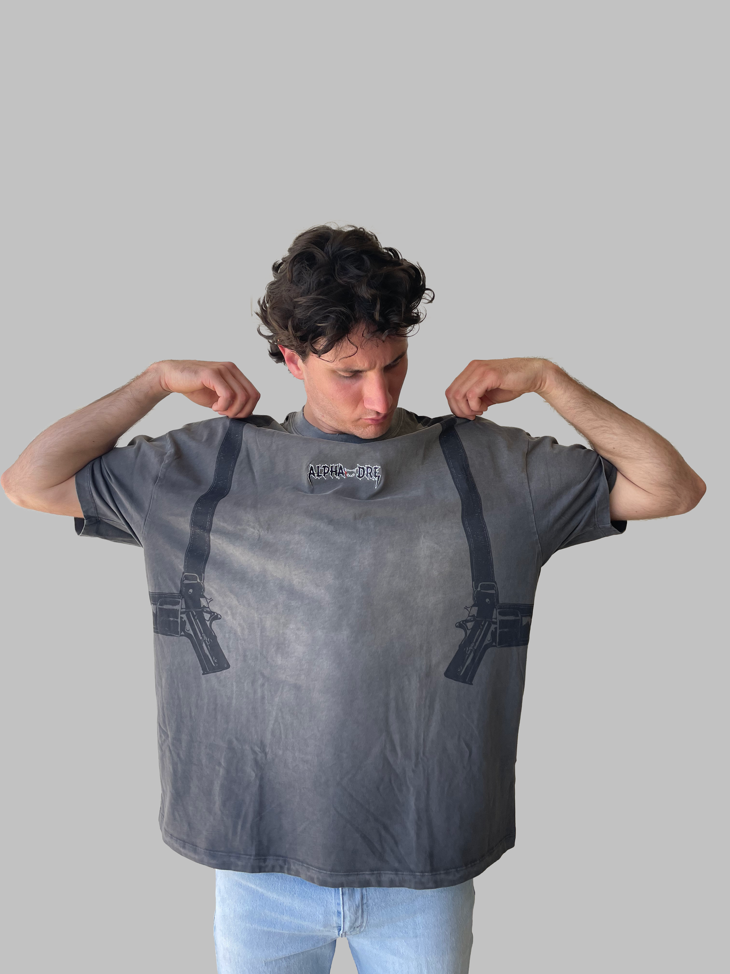 Alphadre Gun Holster Oversized T-Shirt Black/Grey