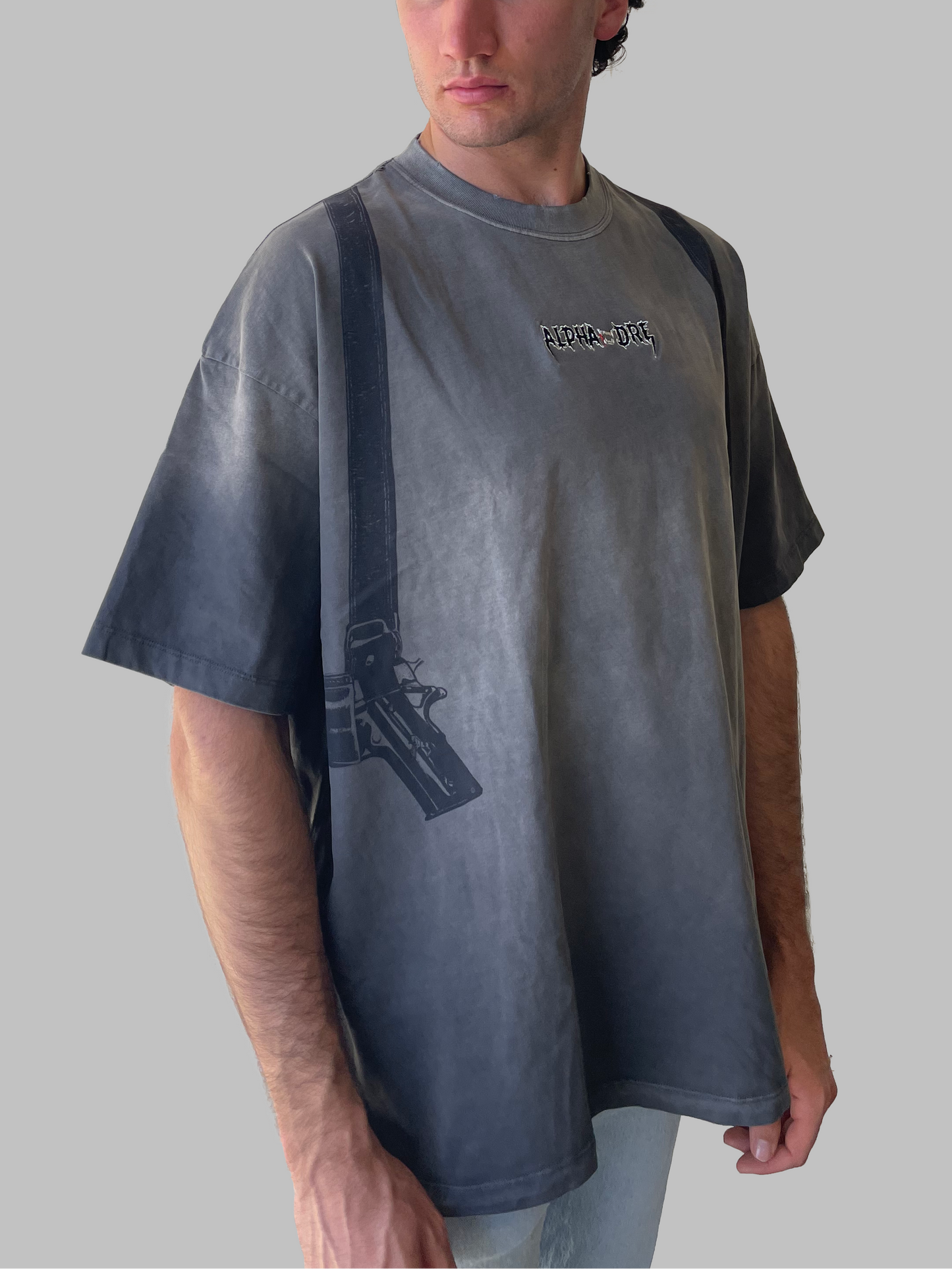 Alphadre Gun Holster Oversized T-Shirt Black/Grey