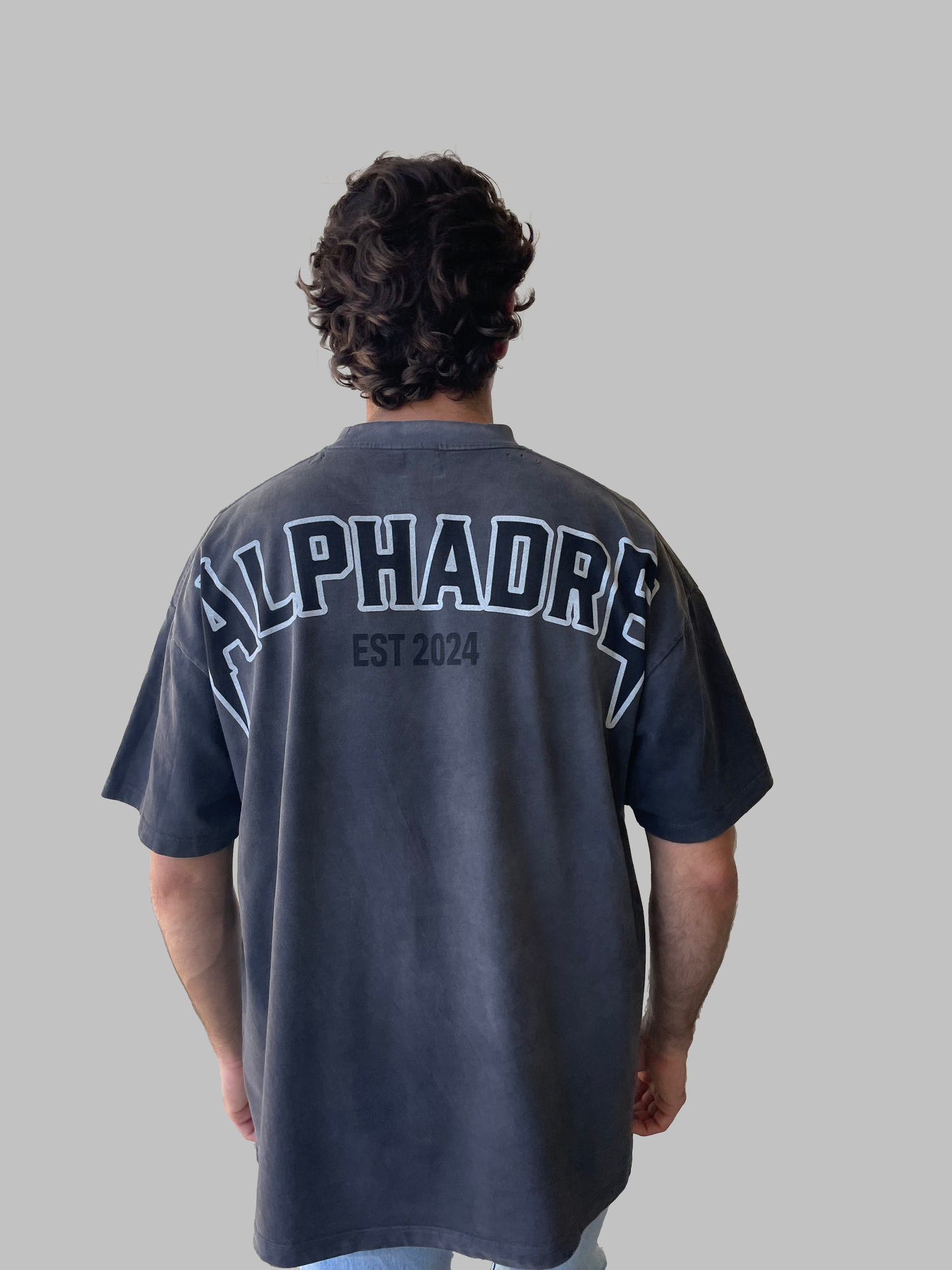 Alphadre Back Print Oversized T-Shirt Black/Grey