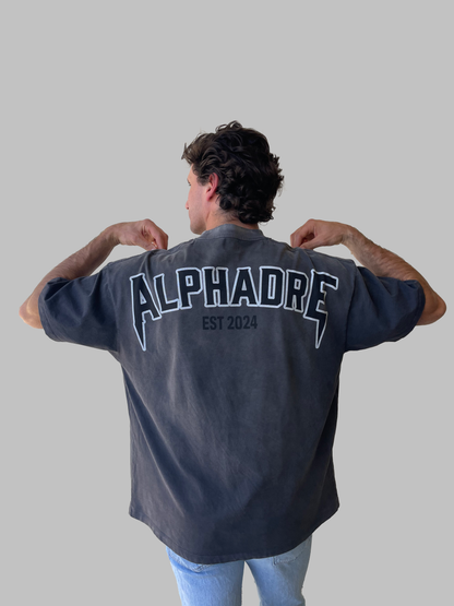 Alphadre Back Print Oversized T-Shirt Black/Grey